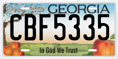 GA license plate CBF5335