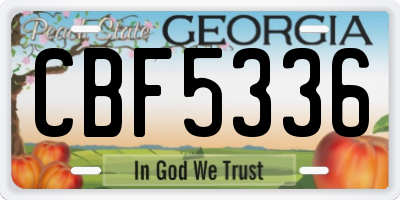GA license plate CBF5336