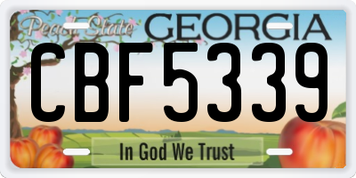 GA license plate CBF5339