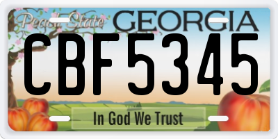 GA license plate CBF5345