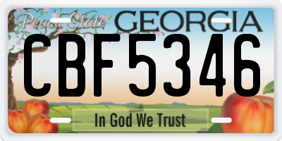 GA license plate CBF5346