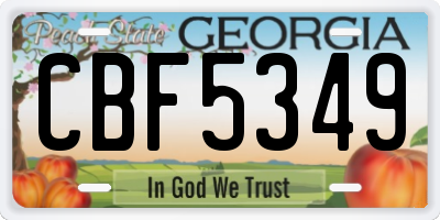 GA license plate CBF5349