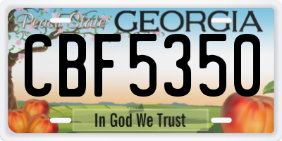 GA license plate CBF5350