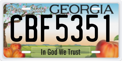 GA license plate CBF5351