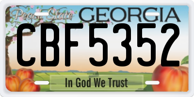 GA license plate CBF5352