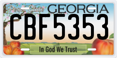 GA license plate CBF5353
