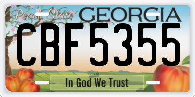 GA license plate CBF5355