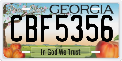 GA license plate CBF5356