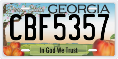 GA license plate CBF5357