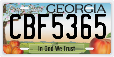 GA license plate CBF5365