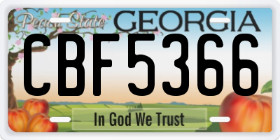 GA license plate CBF5366