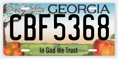 GA license plate CBF5368