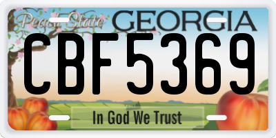 GA license plate CBF5369