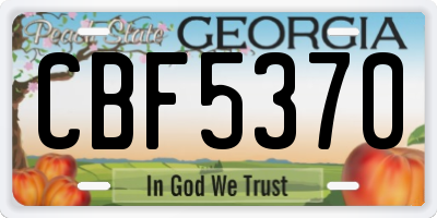 GA license plate CBF5370