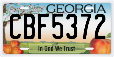 GA license plate CBF5372