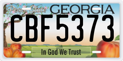 GA license plate CBF5373