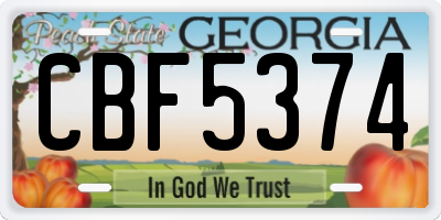 GA license plate CBF5374