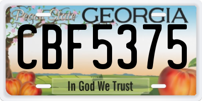 GA license plate CBF5375