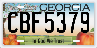 GA license plate CBF5379