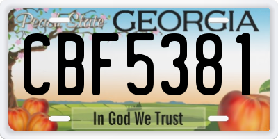 GA license plate CBF5381