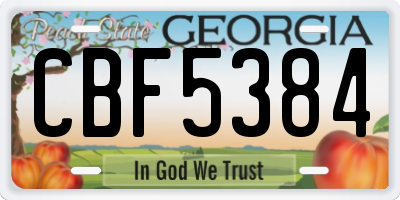 GA license plate CBF5384