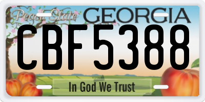 GA license plate CBF5388