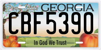 GA license plate CBF5390