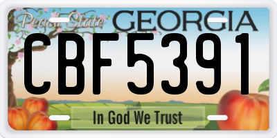 GA license plate CBF5391