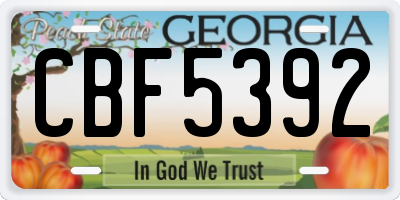 GA license plate CBF5392
