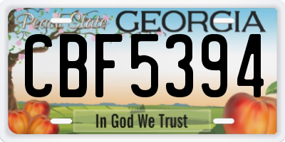 GA license plate CBF5394