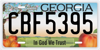 GA license plate CBF5395
