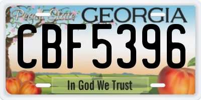 GA license plate CBF5396
