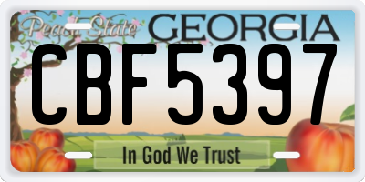 GA license plate CBF5397