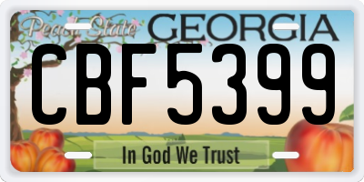 GA license plate CBF5399