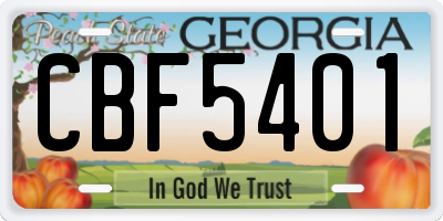 GA license plate CBF5401