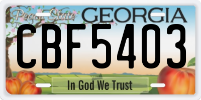 GA license plate CBF5403