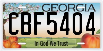 GA license plate CBF5404