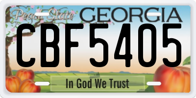 GA license plate CBF5405