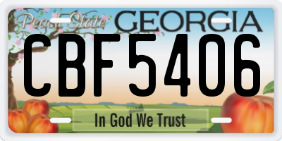 GA license plate CBF5406