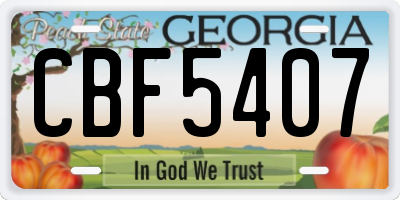 GA license plate CBF5407