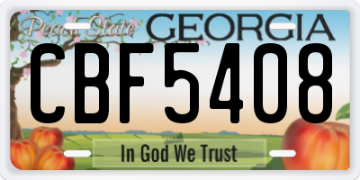 GA license plate CBF5408