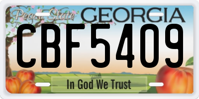 GA license plate CBF5409