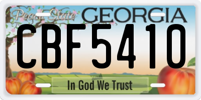 GA license plate CBF5410