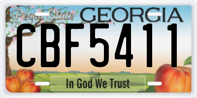 GA license plate CBF5411
