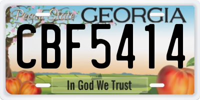 GA license plate CBF5414
