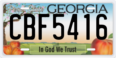 GA license plate CBF5416
