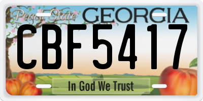 GA license plate CBF5417