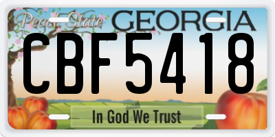 GA license plate CBF5418