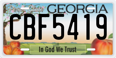 GA license plate CBF5419
