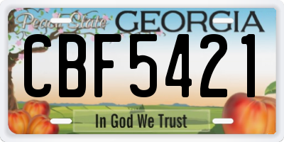 GA license plate CBF5421